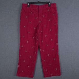 Lilly Pulitzer Phipps Pants Mens 36 (Fits 34x27) Red Corduroy Martini Glasses